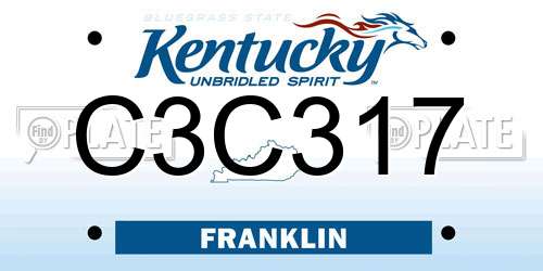 C3C317 Kentucky License Plate
