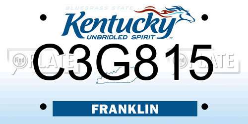 C3G815 Kentucky License Plate