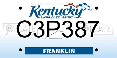 C3P387 Kentucky License Plate