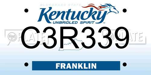 C3R339 Kentucky License Plate