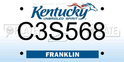 C3S568 Kentucky License Plate