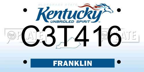 C3T416 Kentucky License Plate