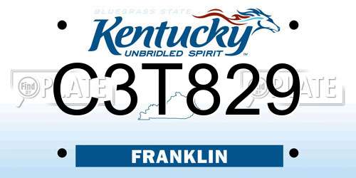 C3T829 Kentucky License Plate