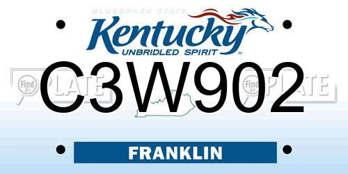 C3W902 Kentucky License Plate