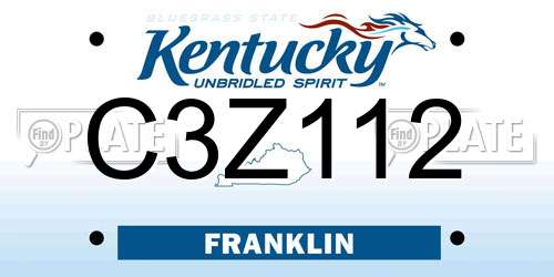 C3Z112 Kentucky License Plate