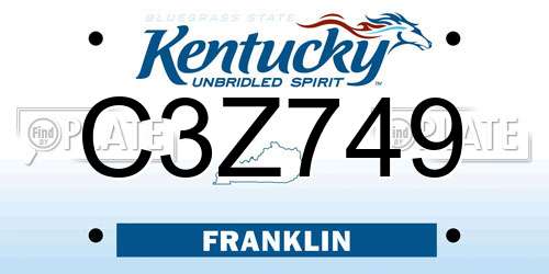 C3Z749 Kentucky License Plate