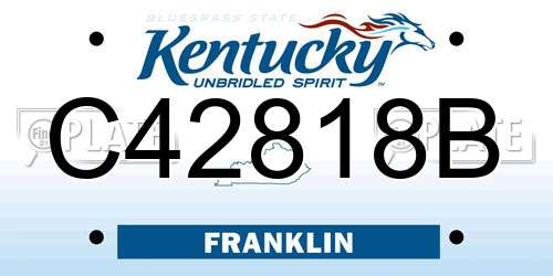 C42818B Kentucky License Plate
