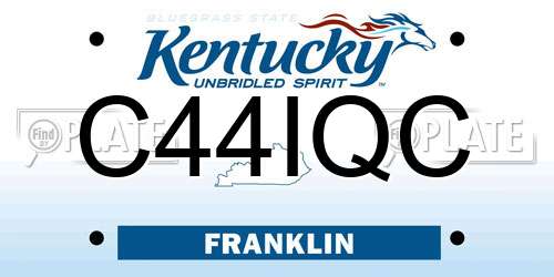 C44IQC Kentucky License Plate