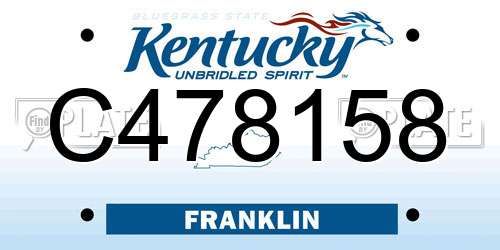 C478158 Kentucky License Plate