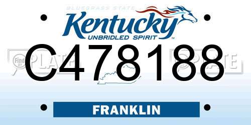 C478188 Kentucky License Plate