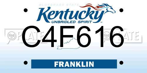C4F616 Kentucky License Plate