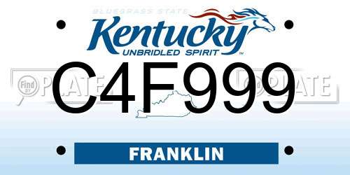 C4F999 Kentucky License Plate