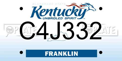 C4J332 Kentucky License Plate