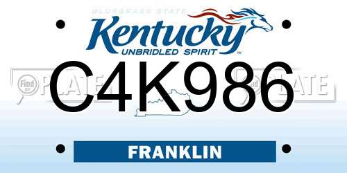 C4K986 Kentucky License Plate