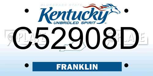 C52908D Kentucky License Plate