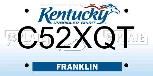 C52XQT Kentucky License Plate