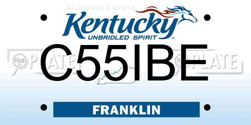C55IBE Kentucky License Plate