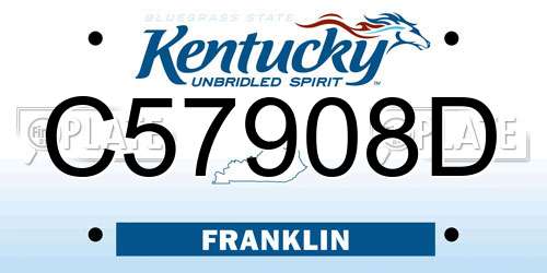 C57908D Kentucky License Plate