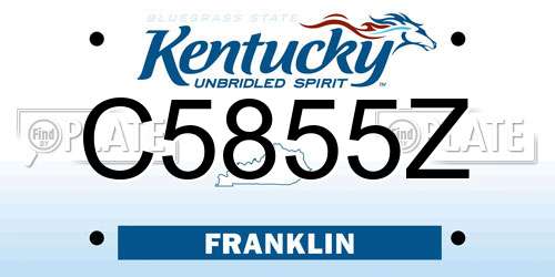 C5855Z Kentucky License Plate