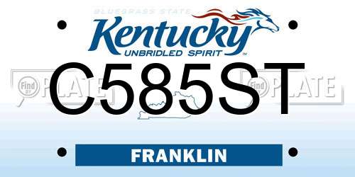 C585ST Kentucky License Plate