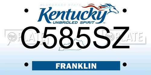 C585SZ Kentucky License Plate