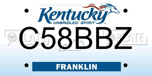 C58BBZ Kentucky License Plate
