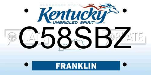 C58SBZ Kentucky License Plate