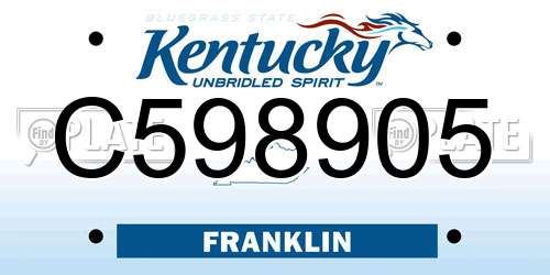 C598905 Kentucky License Plate