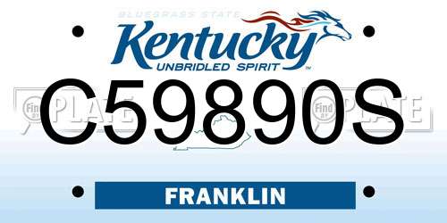C59890S Kentucky License Plate