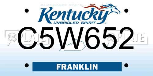 C5W652 Kentucky License Plate