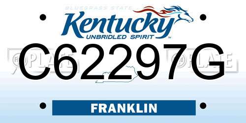 C62297G Kentucky License Plate