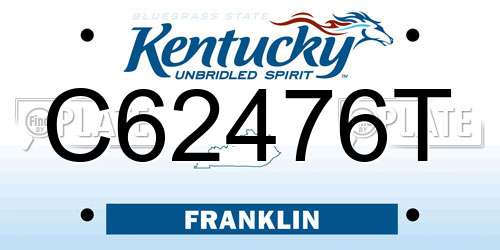 C62476T Kentucky License Plate