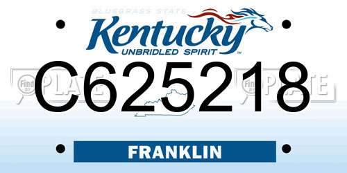 C625218 Kentucky License Plate