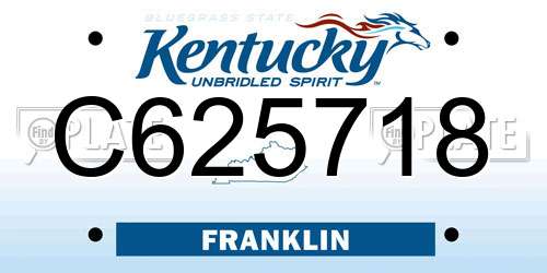 C625718 Kentucky License Plate
