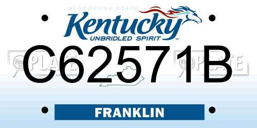 C62571B Kentucky License Plate