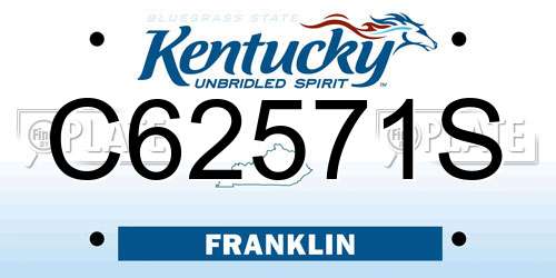 C62571S Kentucky License Plate