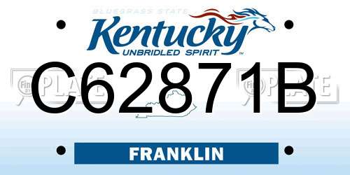 C62871B Kentucky License Plate