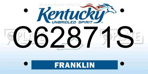 C62871S Kentucky License Plate