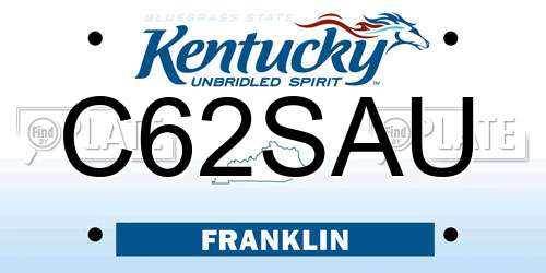 C62SAU Kentucky License Plate