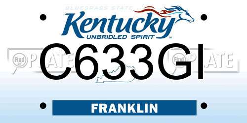 C633GI Kentucky License Plate