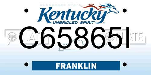 C65865I Kentucky License Plate