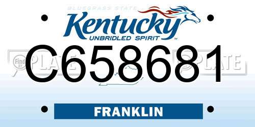 C658681 Kentucky License Plate