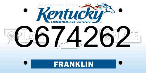 C674262 Kentucky License Plate