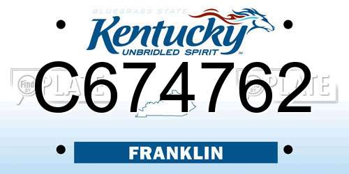 C674762 Kentucky License Plate