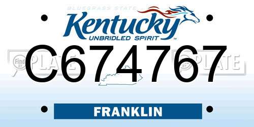 C674767 Kentucky License Plate