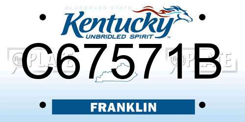 C67571B Kentucky License Plate