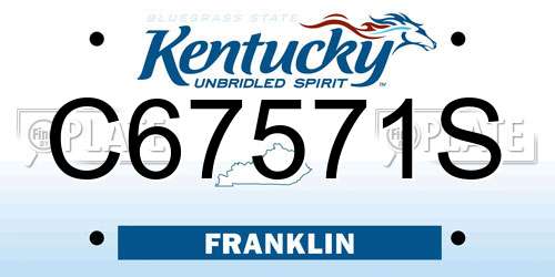 C67571S Kentucky License Plate