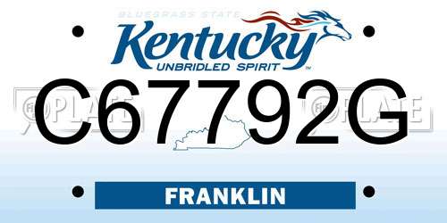 C67792G Kentucky License Plate