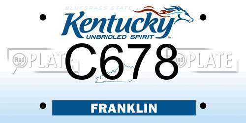 C678 Kentucky License Plate