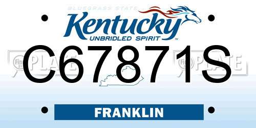 C67871S Kentucky License Plate